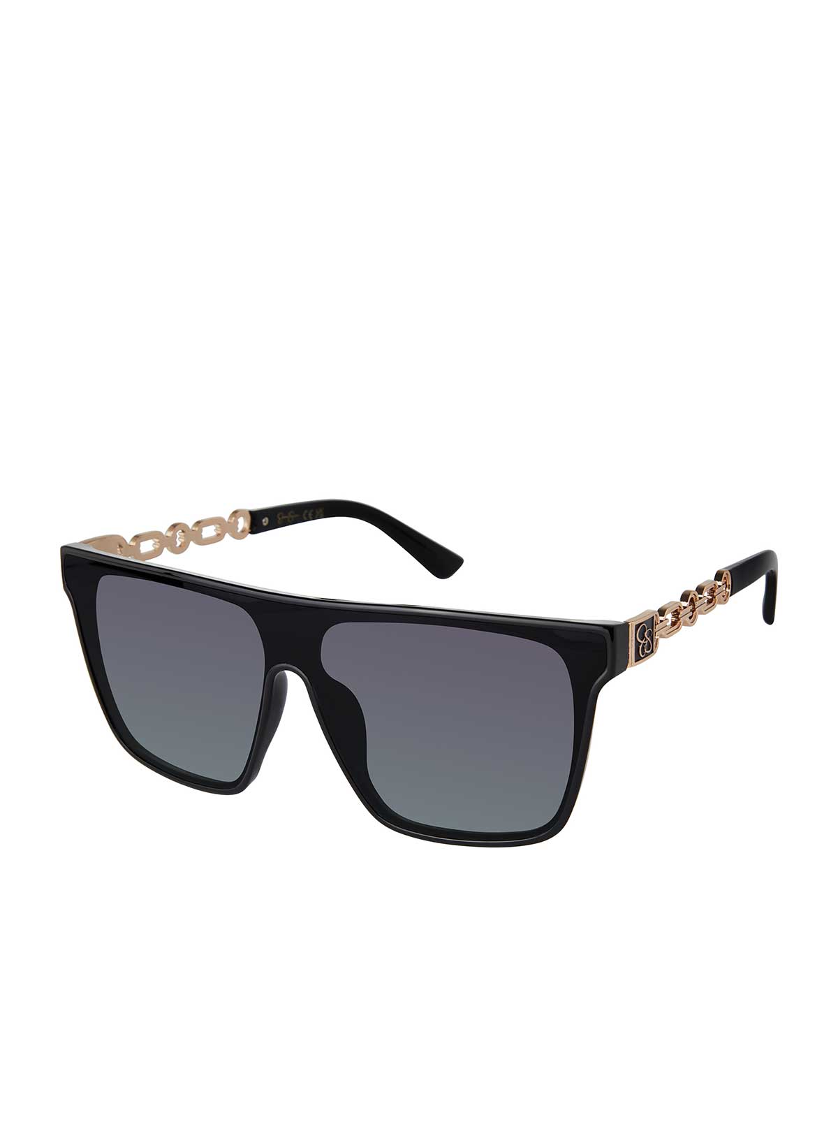 Accessories Metal Square Shield Sunglasses - Black | Jessica Simpson