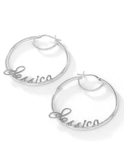 Accessories Personalized Hoop Earrings - Sterling Silver | Jessica Simpson