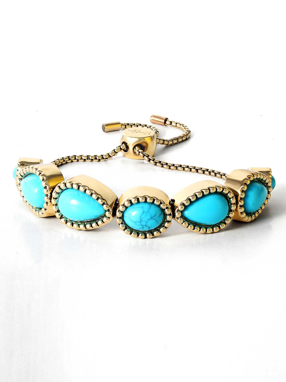 Accessories Turquoise Stone Slider Bracelet - Gold | Jessica Simpson