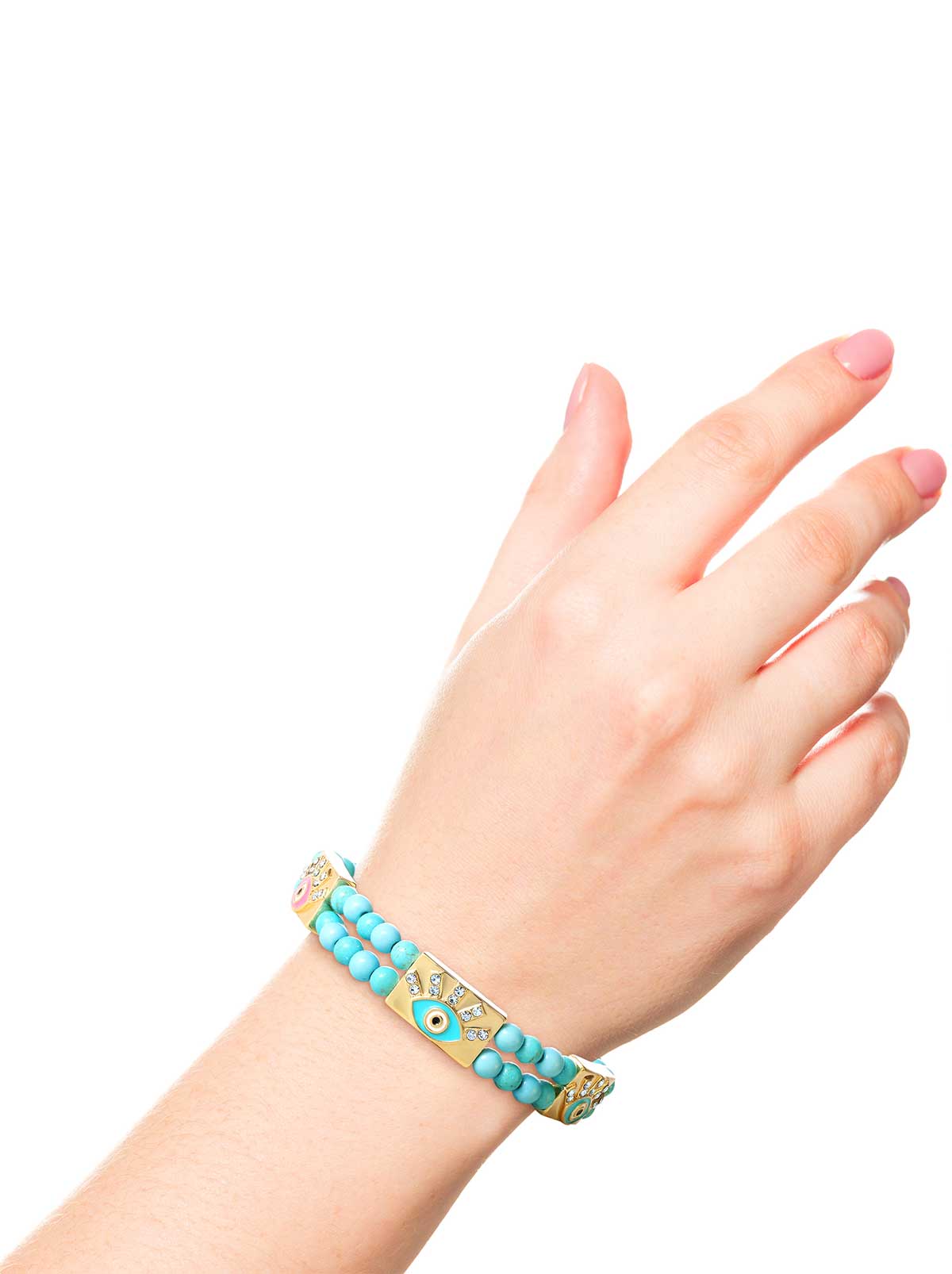 Accessories Evil Eye Turquoise Bead Stretch Bracelet | Jessica Simpson