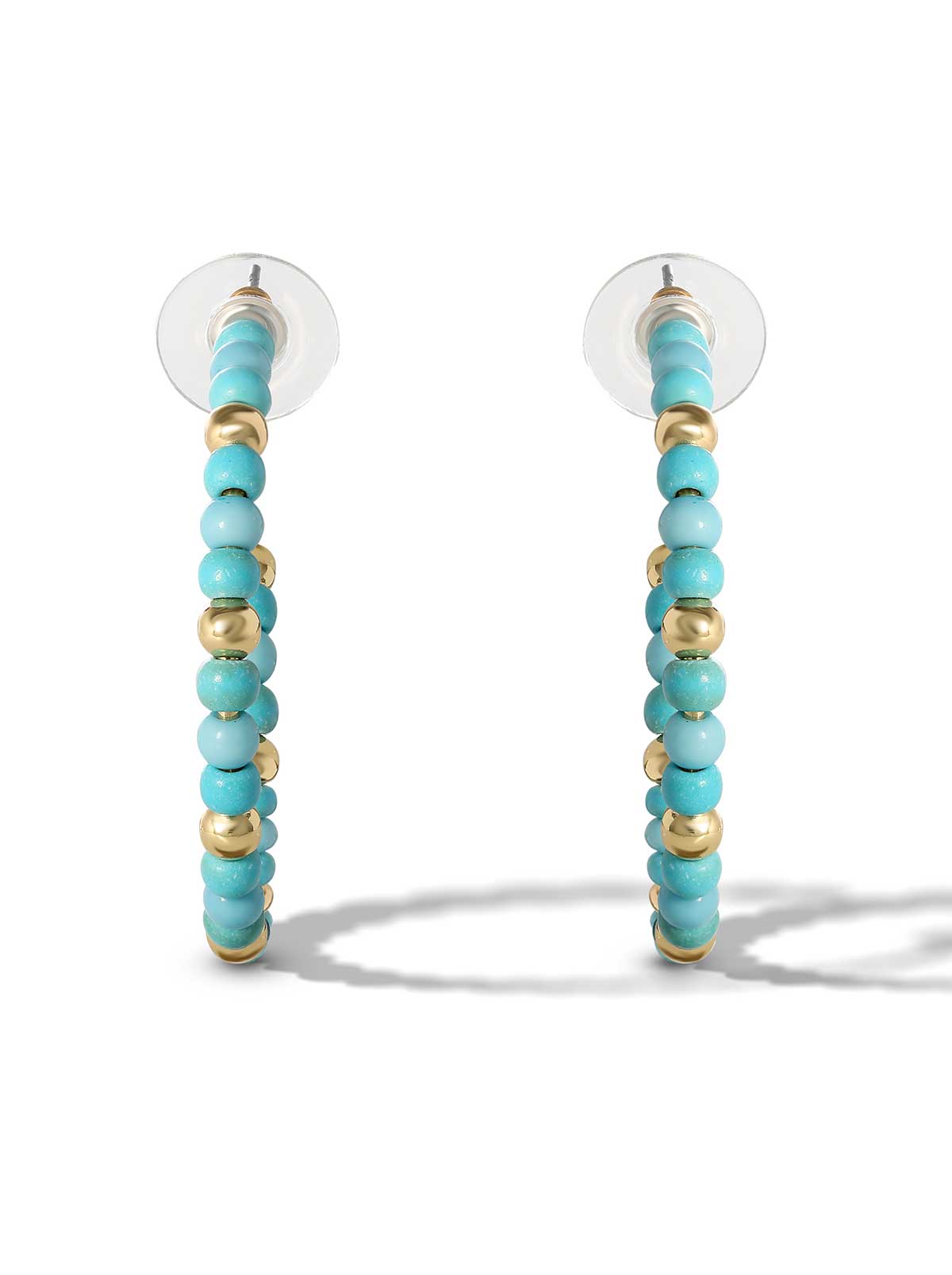 Accessories Turquoise Bead Hoop Earrings - Gold | Jessica Simpson