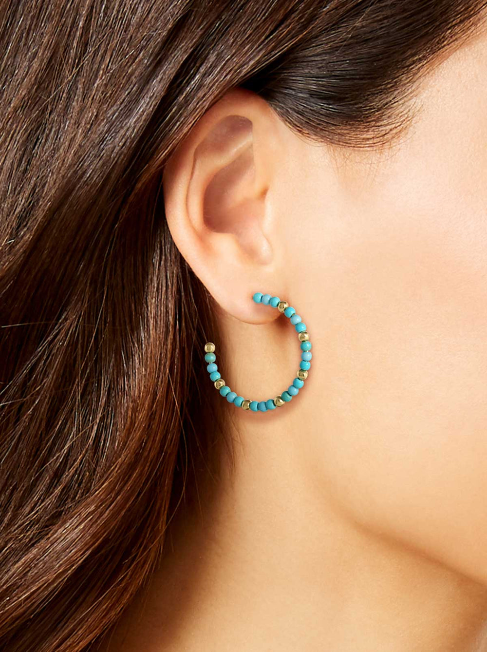 Accessories Turquoise Bead Hoop Earrings - Gold | Jessica Simpson