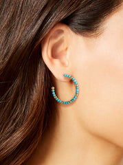Accessories Turquoise Bead Hoop Earrings - Gold | Jessica Simpson