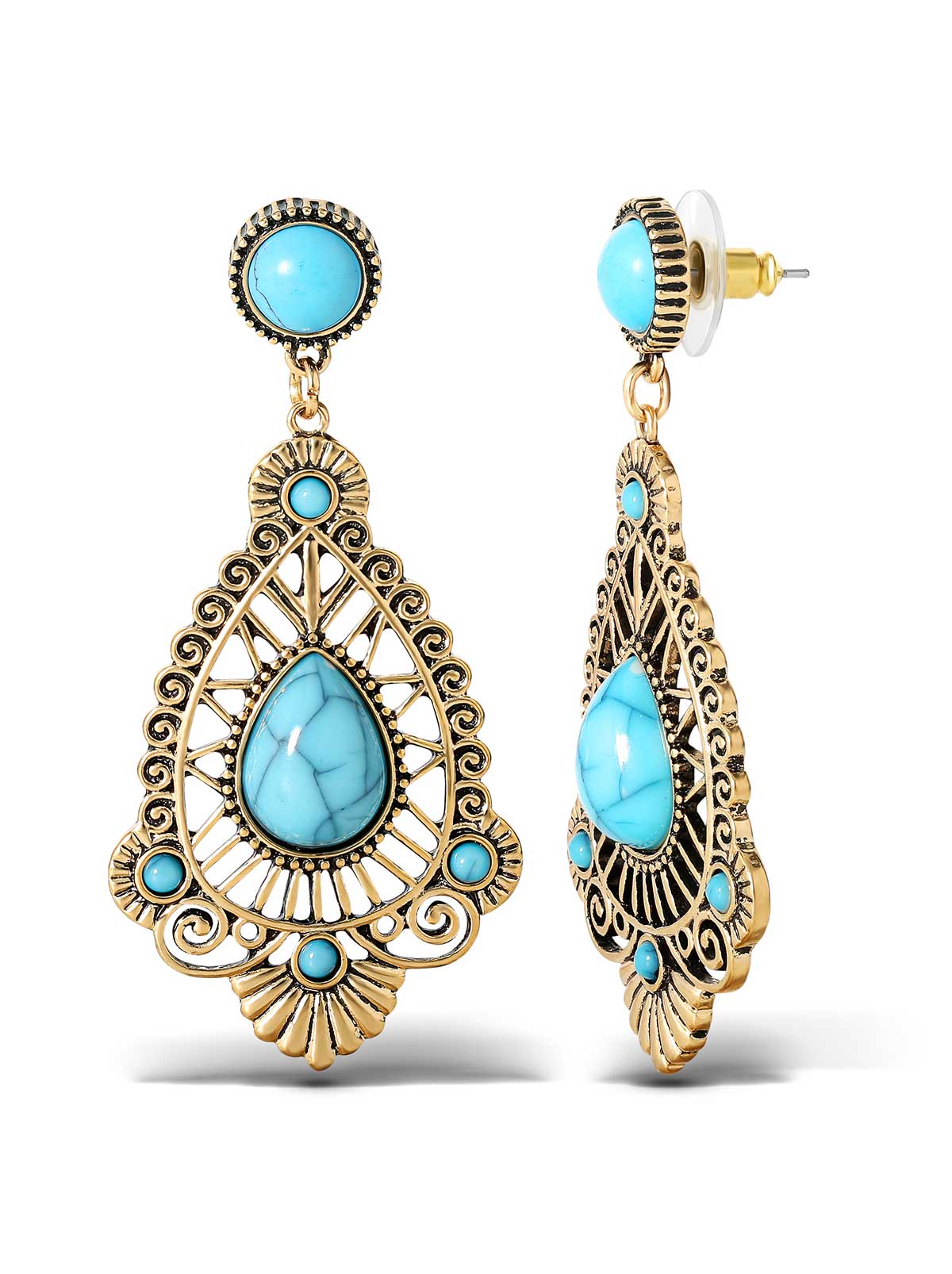 Accessories Turquoise Stone Filigree Earrings | Jessica Simpson