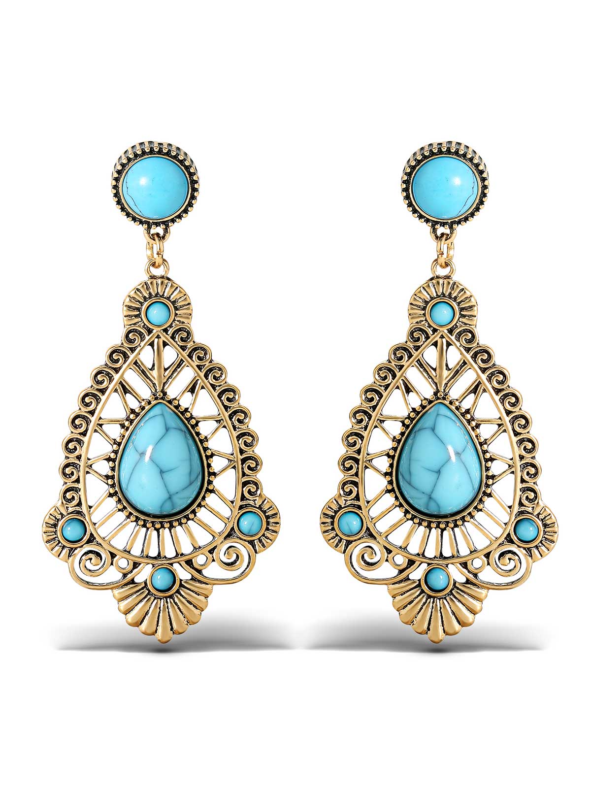 Accessories Turquoise Stone Filigree Earrings | Jessica Simpson