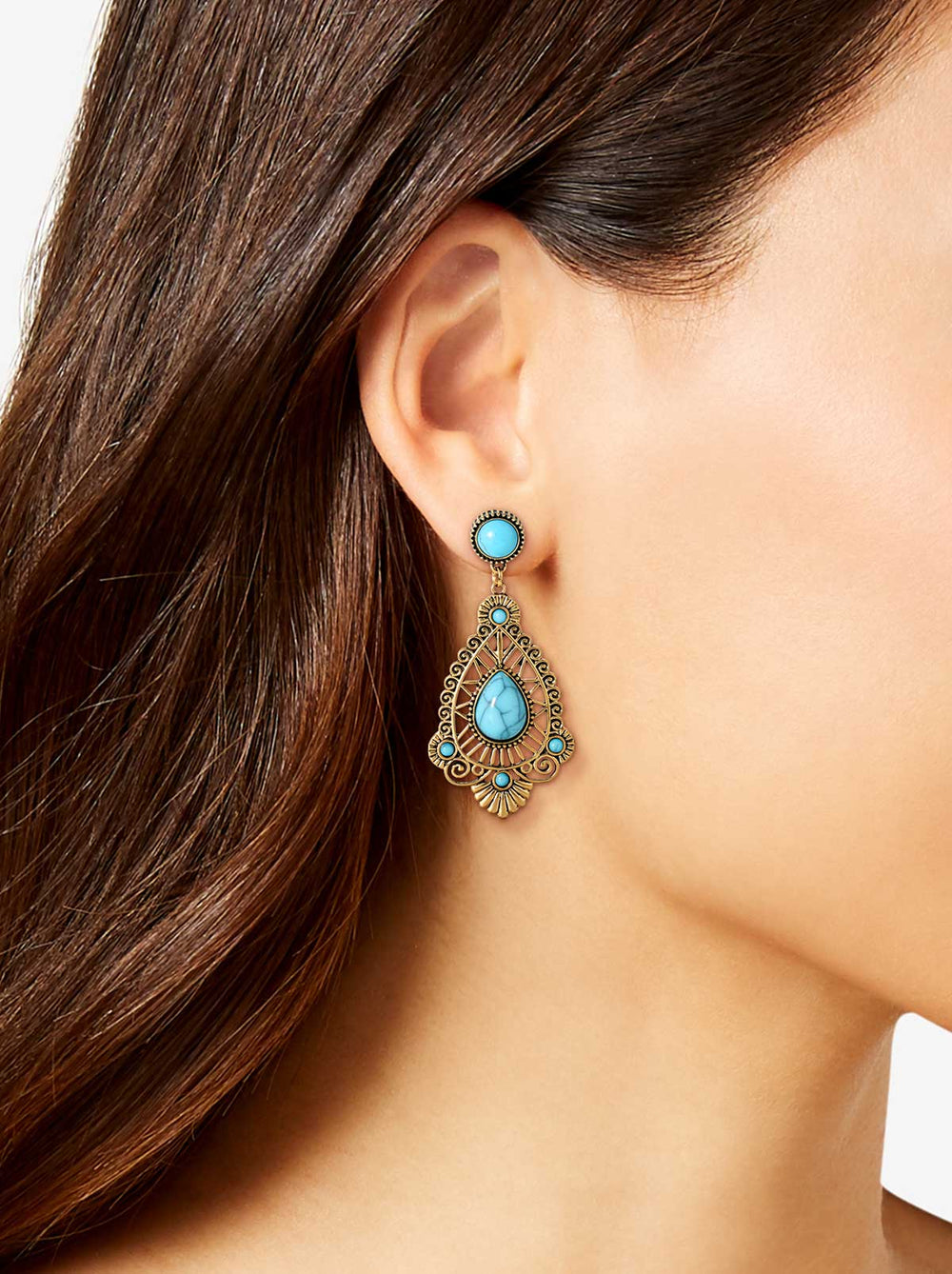 Accessories Turquoise Stone Filigree Earrings | Jessica Simpson