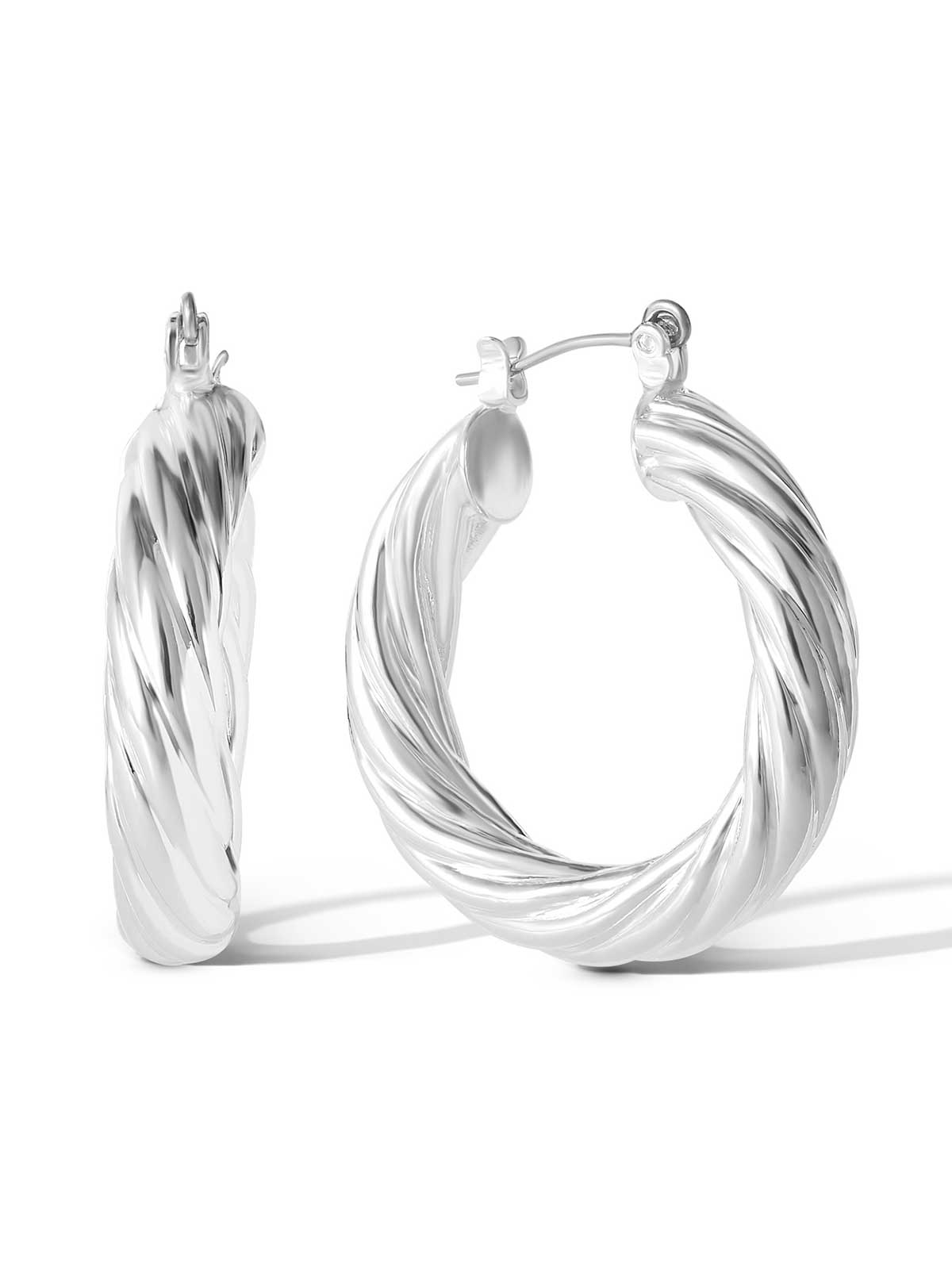 Accessories Thick Twisted Hoop Earrings - Silver | Jessica Simpson