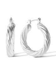 Accessories Thick Twisted Hoop Earrings - Silver | Jessica Simpson