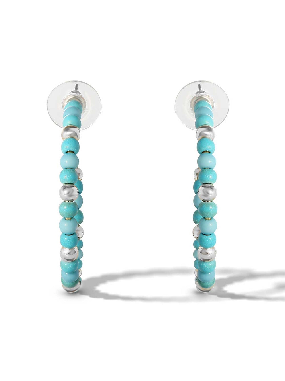 Accessories Turquoise Bead Hoop Earrings - Silver | Jessica Simpson
