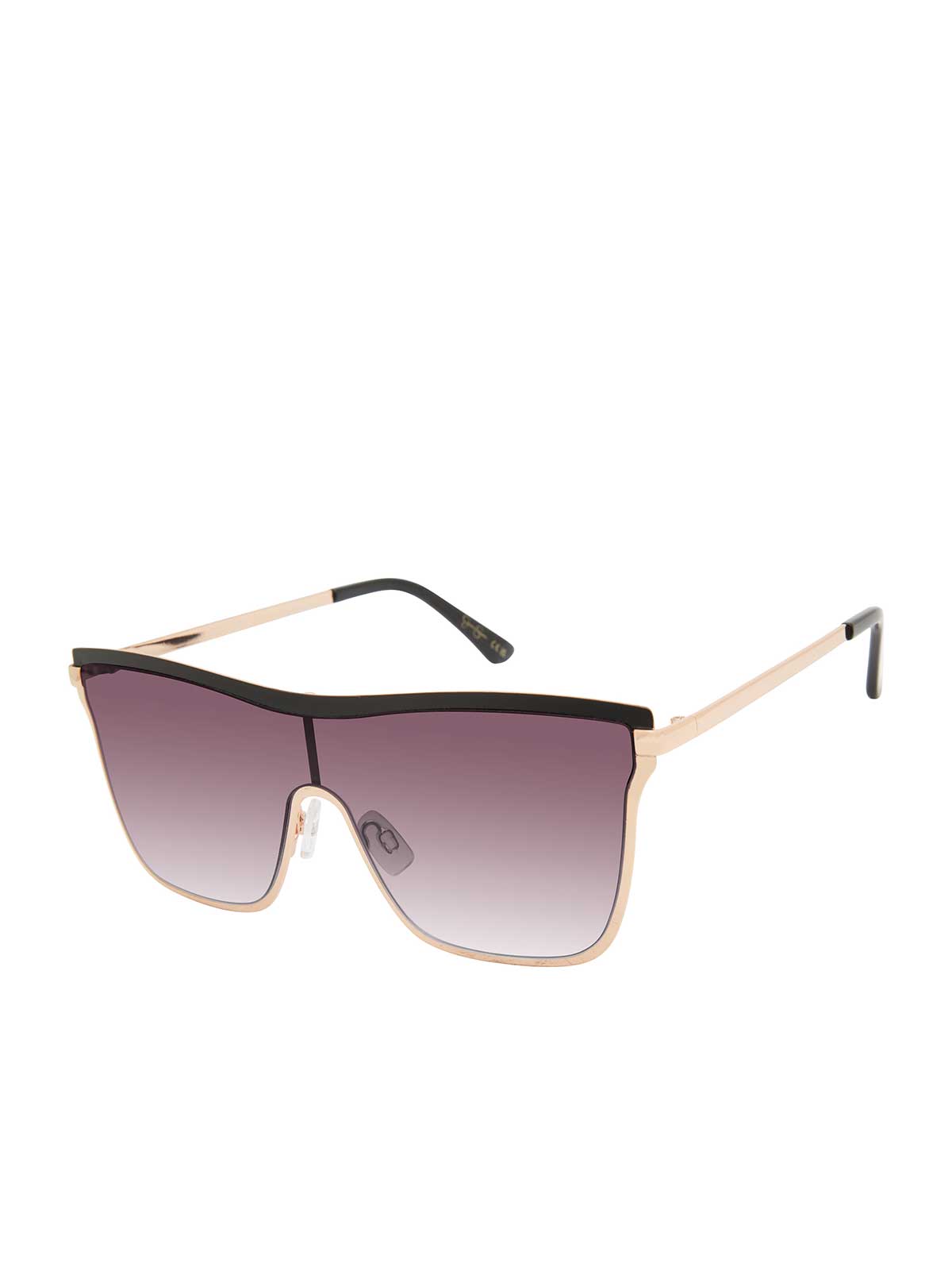 Accessories Chic Metal Square Shield Sunglasses - Black & Gold | Jessica Simpson