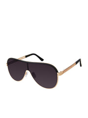 Accessories Metal Shield Aviator Pilot Sunglasses - Gold & Black | Jessica Simpson