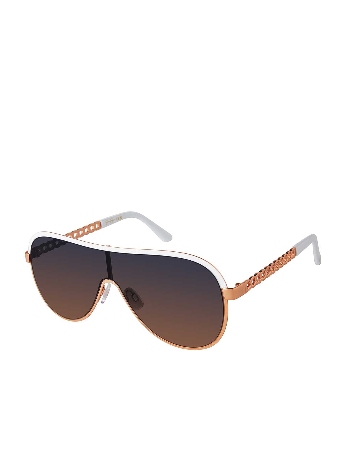 Accessories Metal Shield Aviator Pilot Sunglasses - Rose Gold & White | Jessica Simpson