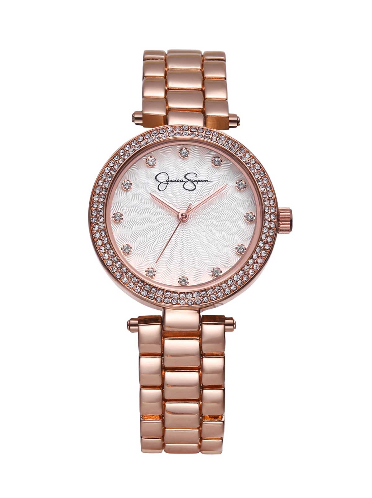 Accessories Crystal Textured Dial Bracelet Watch - Rose Gold Tone | Jessica Simpson