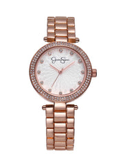 Accessories Crystal Textured Dial Bracelet Watch - Rose Gold Tone | Jessica Simpson