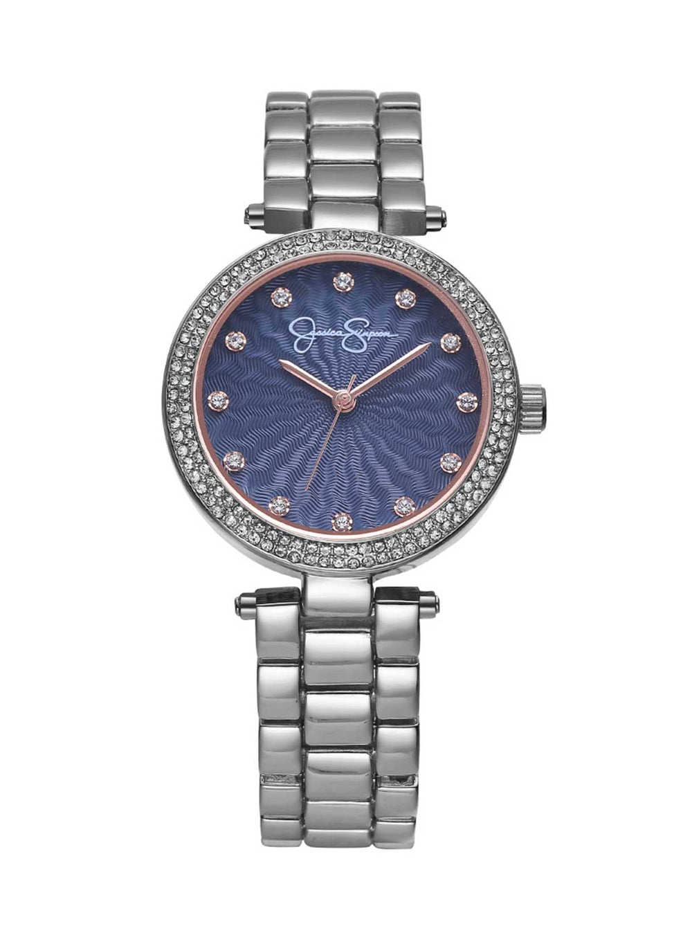 Accessories Crystal Textured Dial Bracelet Watch - Silver Tone | Jessica Simpson