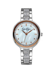 Accessories Crystal & Genuine Mother Of Pearl Dial Watch - Silver Tone | Jessica Simpson