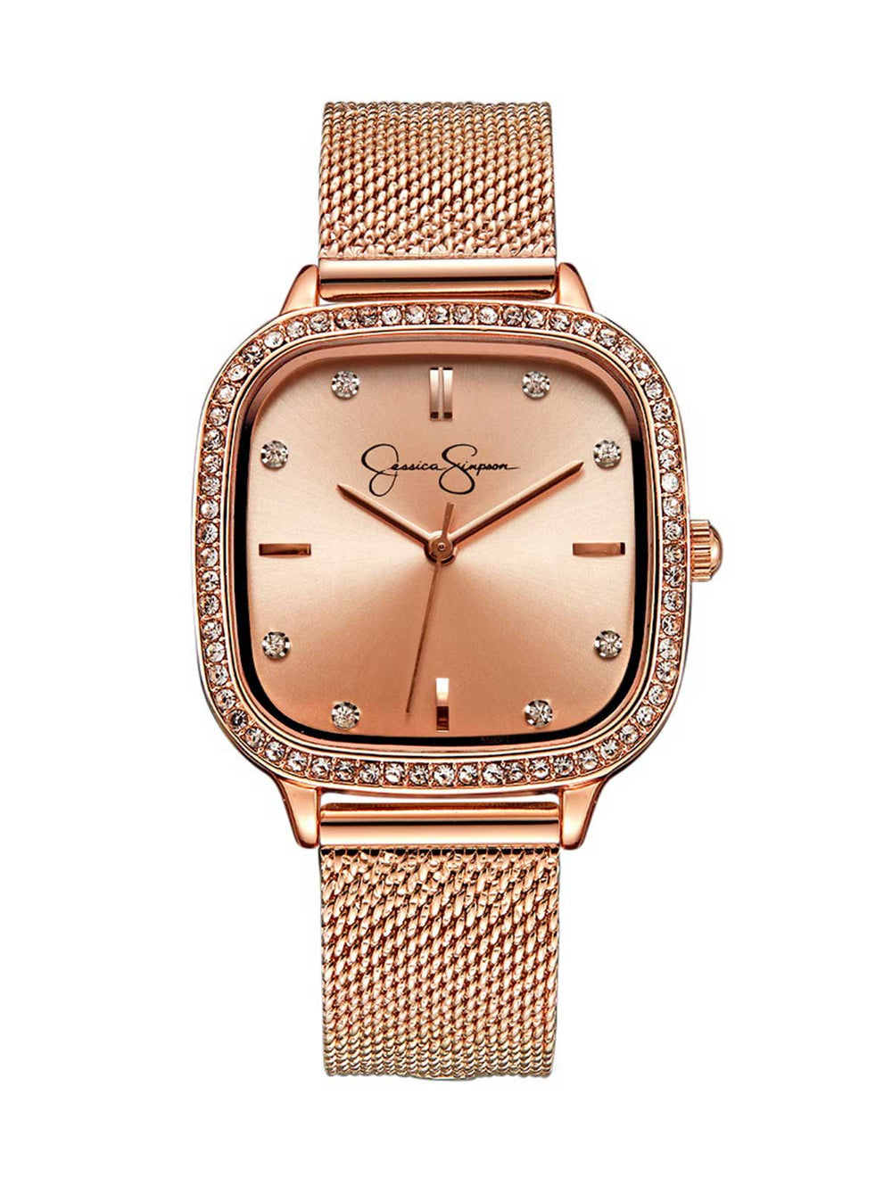 Accessories Crystal Bezel Mesh Watch - Rose Gold Tone | Jessica Simpson