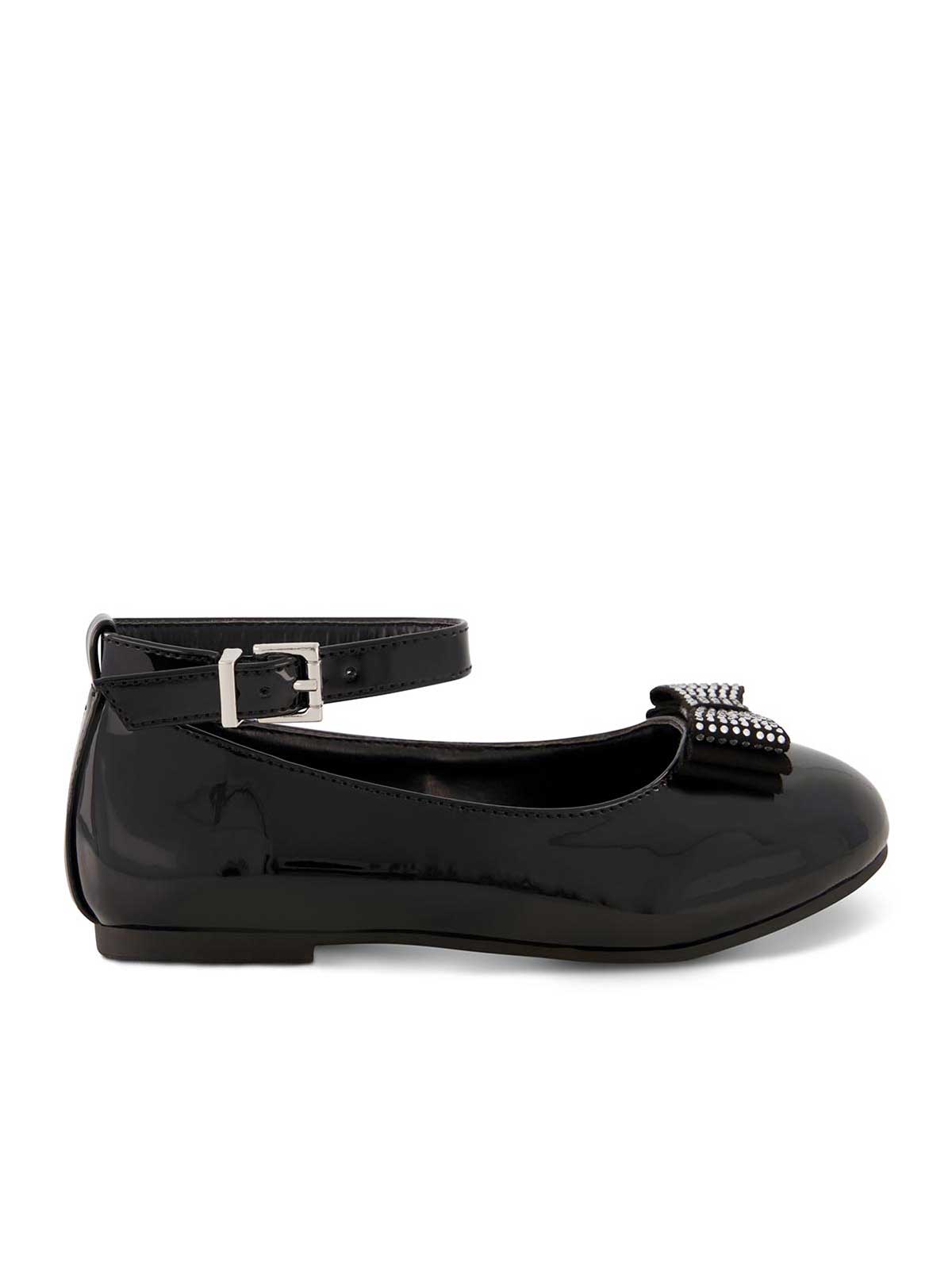 Women Girls' Amy Jeweled Bow Ballet Flat With Strap - Black | Jessica Simpson