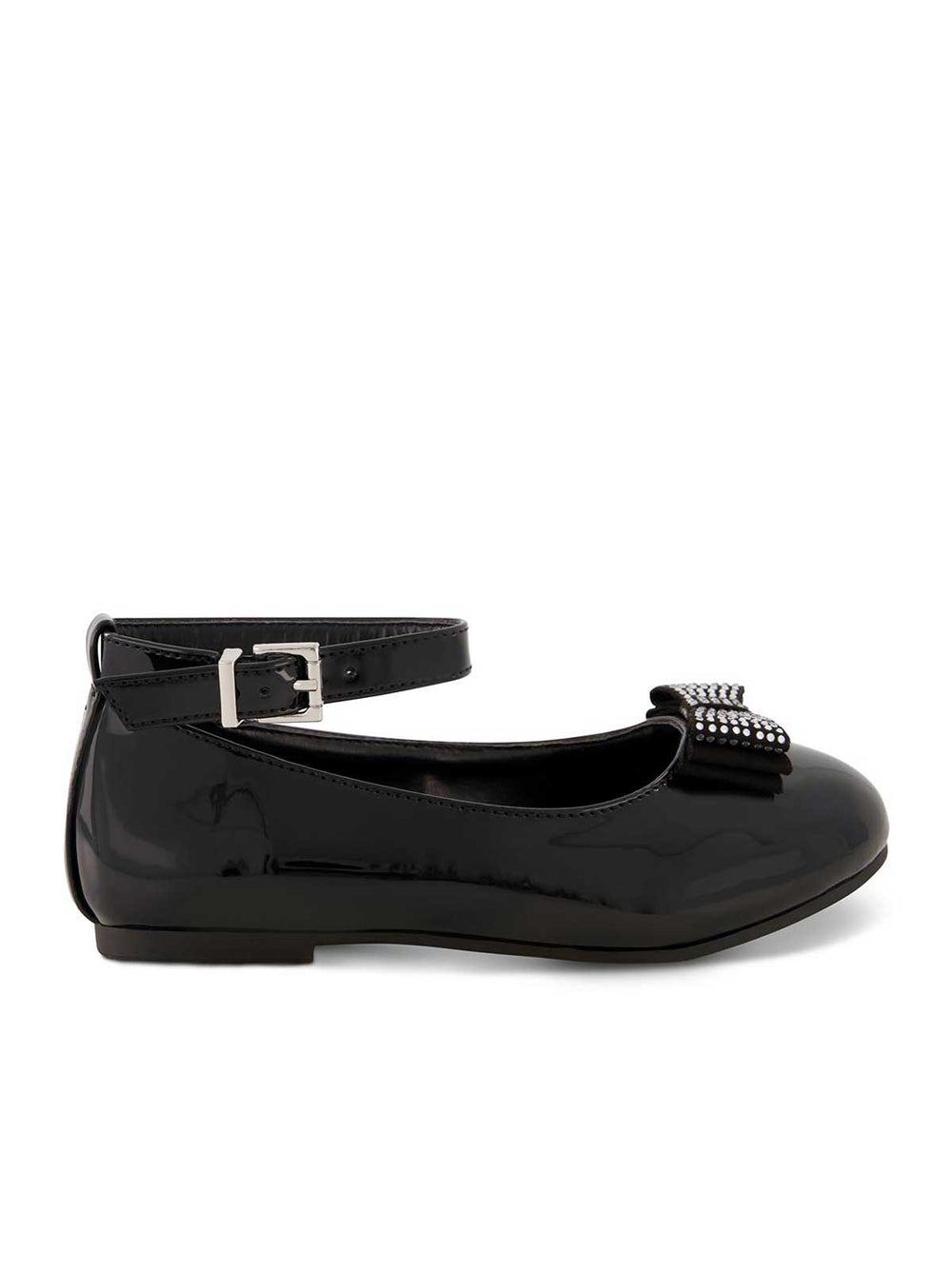 Women Girls' Amy Jeweled Bow Ballet Flat With Strap - Black | Jessica Simpson