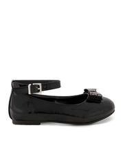 Women Girls' Amy Jeweled Bow Ballet Flat With Strap - Black | Jessica Simpson