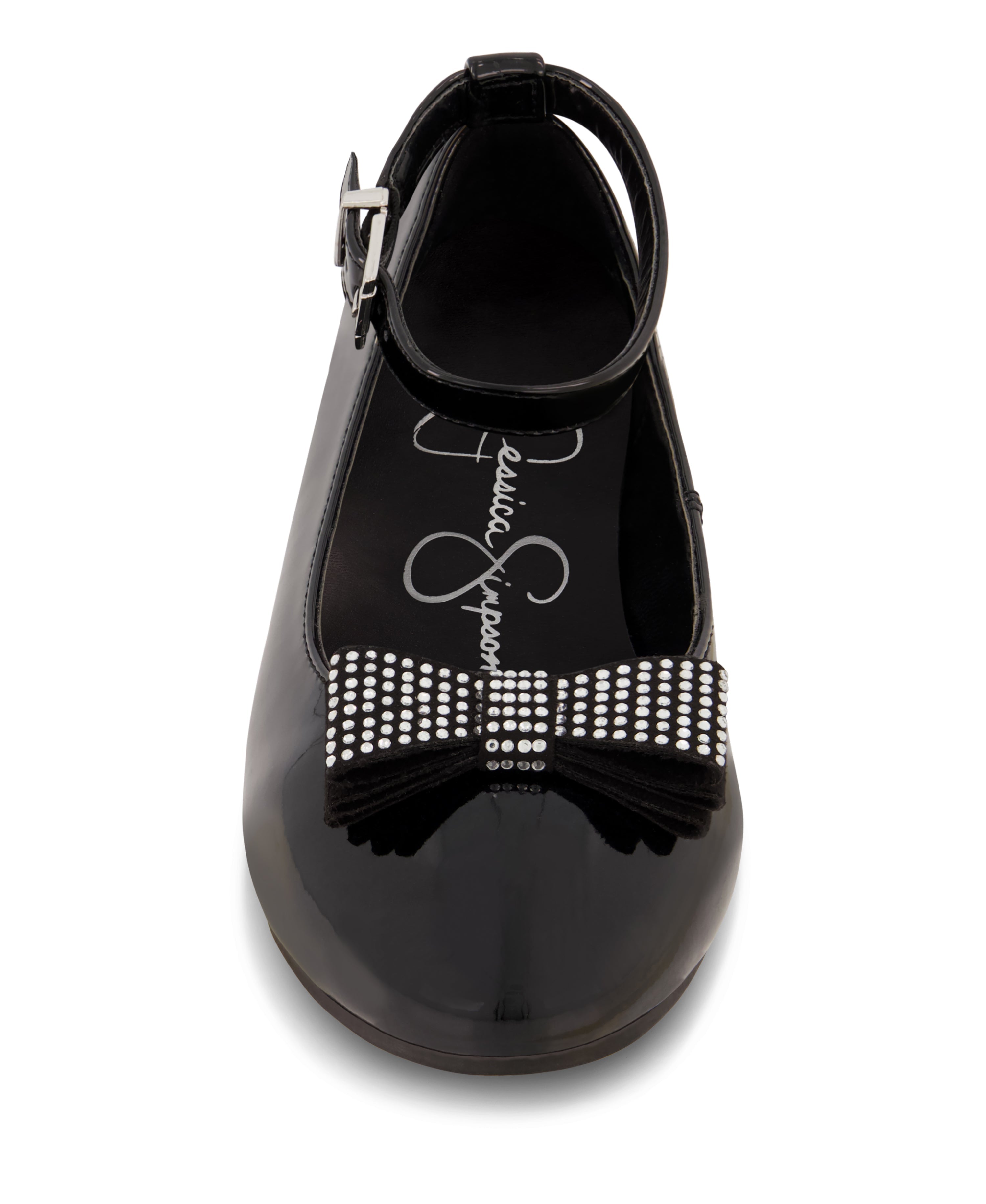 Women Girls' Amy Jeweled Bow Ballet Flat With Strap - Black | Jessica Simpson