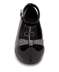 Women Girls' Amy Jeweled Bow Ballet Flat With Strap - Black | Jessica Simpson