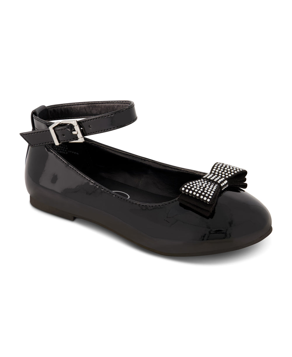 Women Girls' Amy Jeweled Bow Ballet Flat With Strap - Black | Jessica Simpson