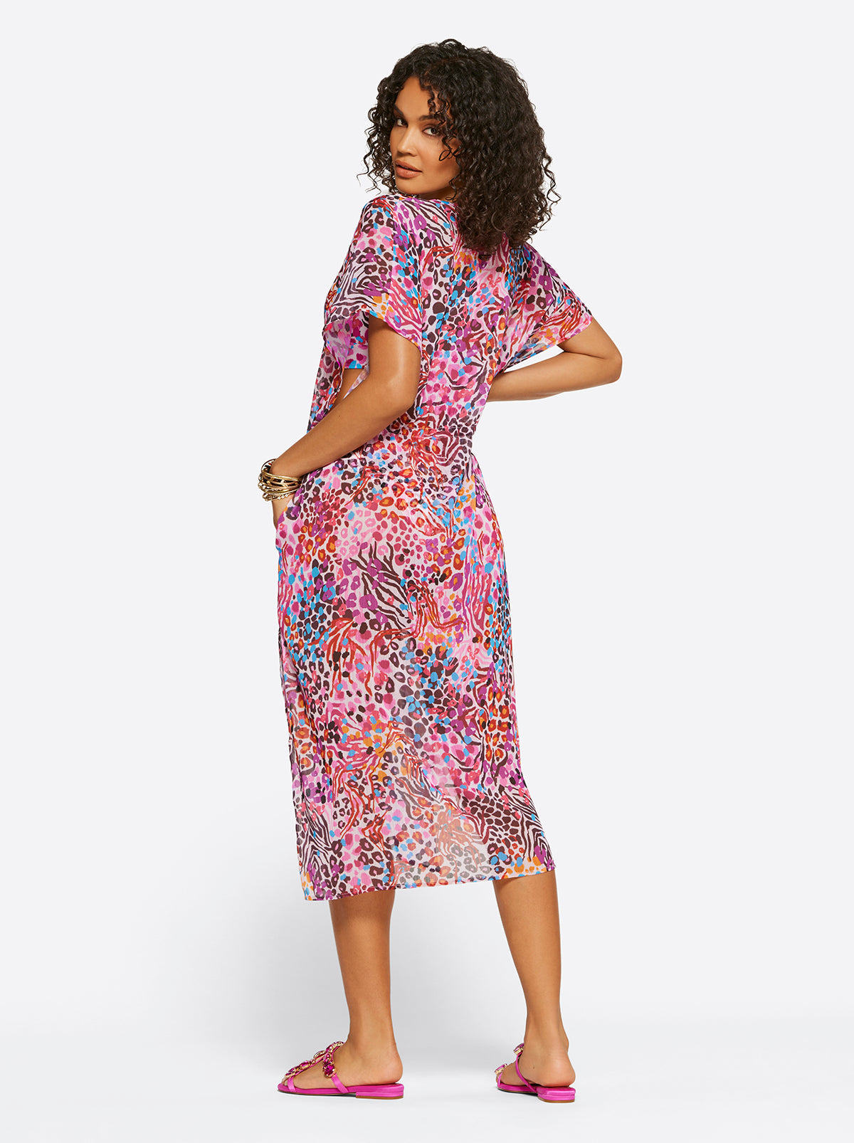 Women French Exit Long Swim Cover Up - Pink Multi | Jessica Simpson
