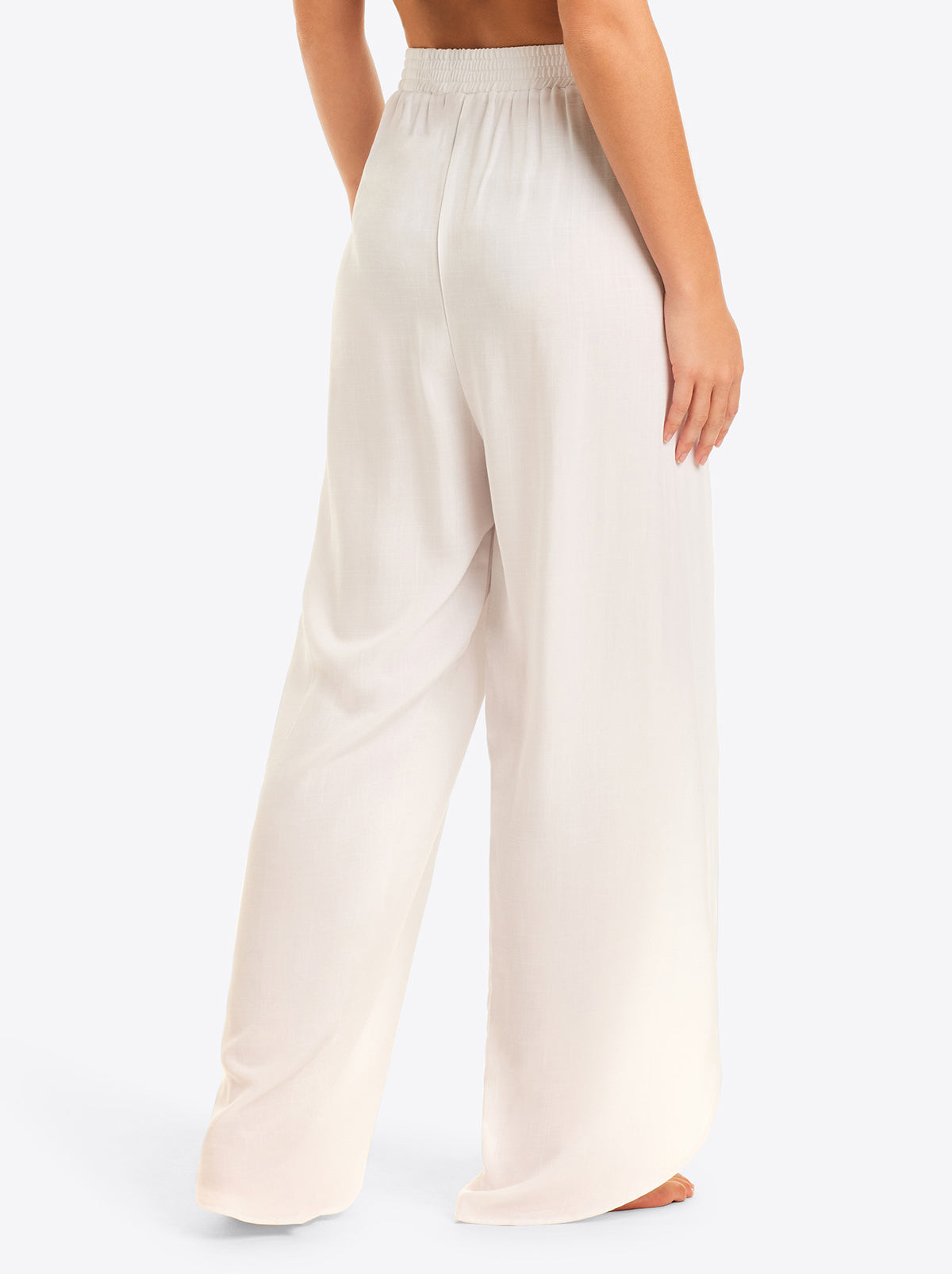 Women Basic Solid Beach Pant Cover Up - White | Jessica Simpson
