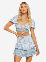 Women Sweetness Overload Puff Sleeve Top - White Multi | Jessica Simpson