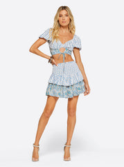 Women Sweetness Overload Two Tier Ruffle Skirt - White Multi | Jessica Simpson