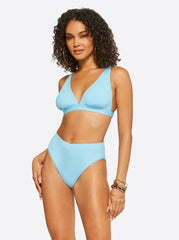 Women Textured Solids Full Support Triangle Bra - Sky | Jessica Simpson