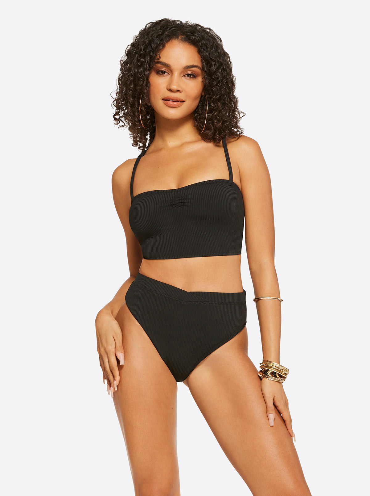 Women Textured Solids Open Back Tank - Black | Jessica Simpson
