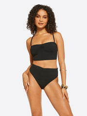 Women Textured Solids Open Back Tank - Black | Jessica Simpson