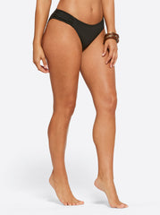 Women Textured Solids Side Shirred Hipster - Black | Jessica Simpson