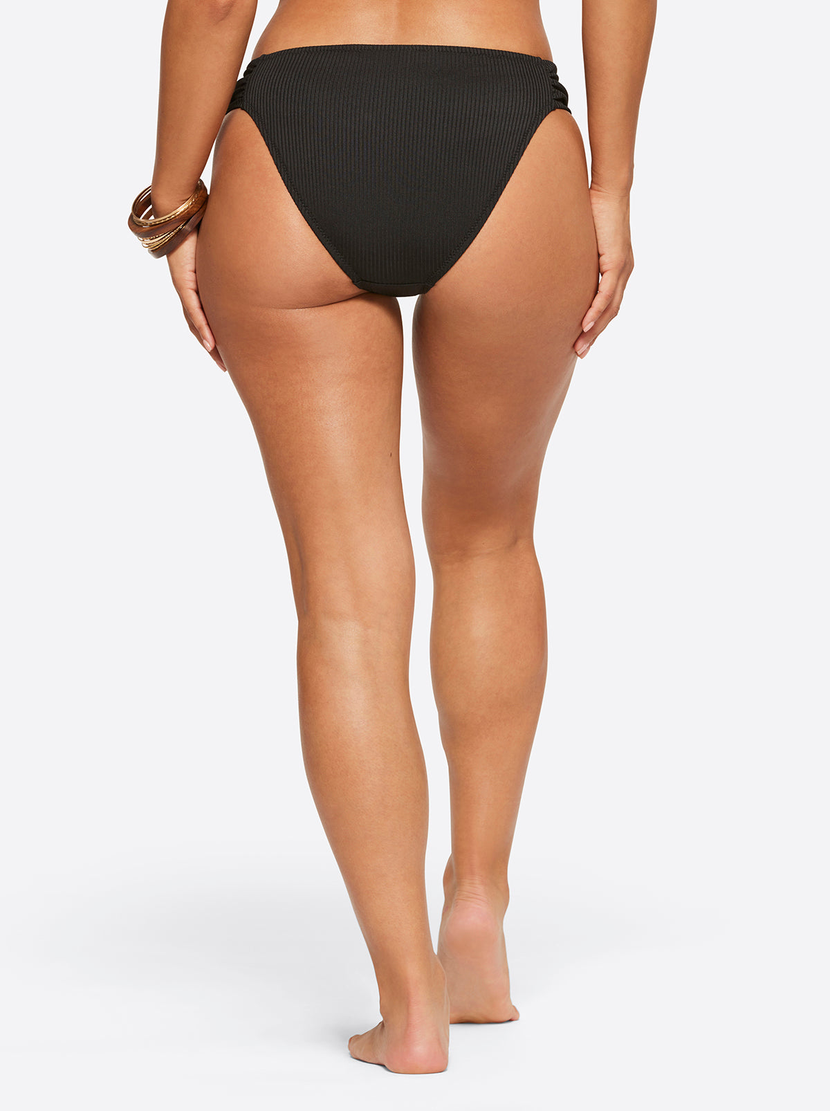 Women Textured Solids Side Shirred Hipster - Black | Jessica Simpson