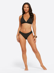 Women Textured Solids Side Shirred Hipster - Black | Jessica Simpson
