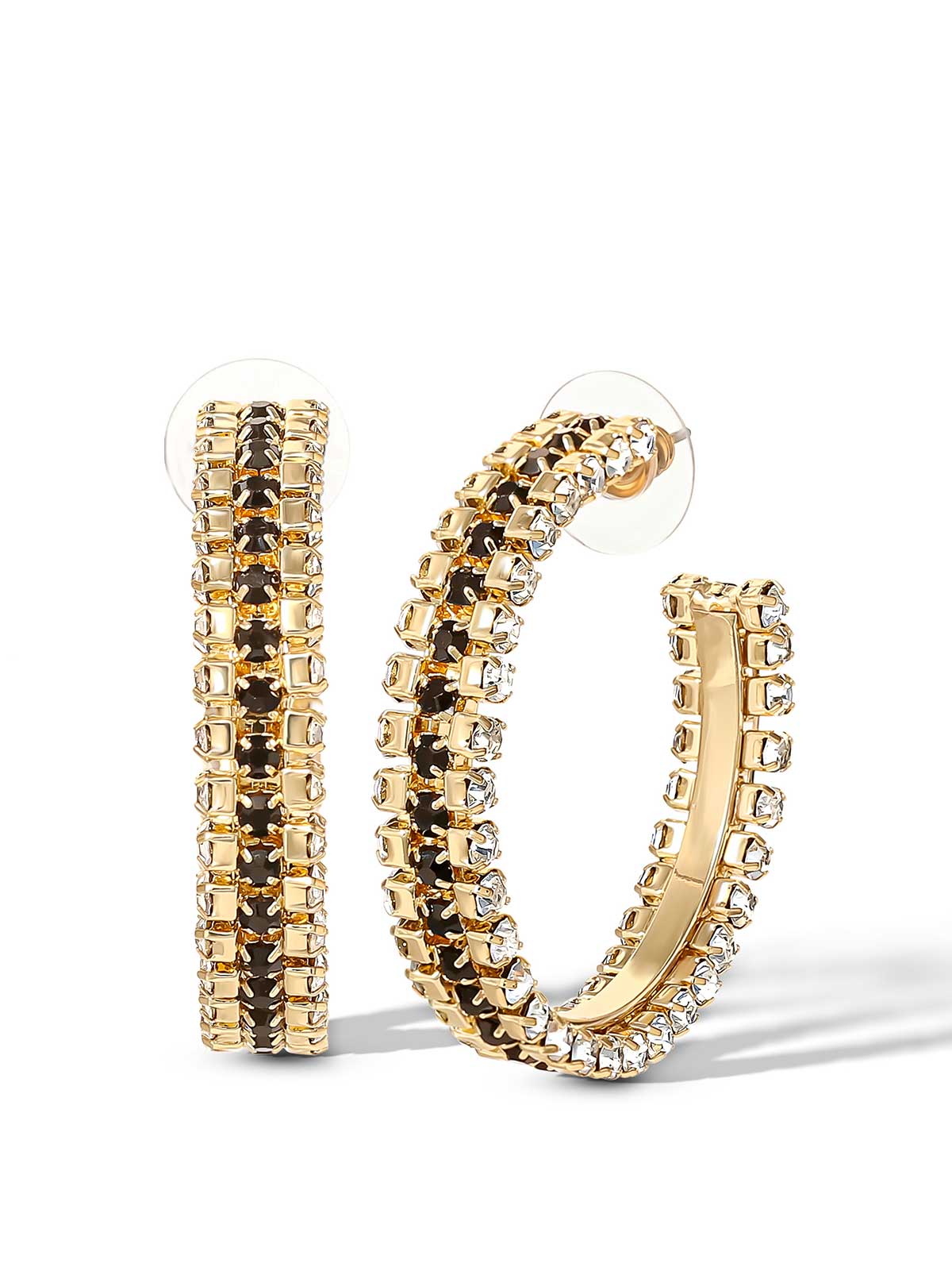 Accessories Black And White Crystal Hoop Earrings | Jessica Simpson
