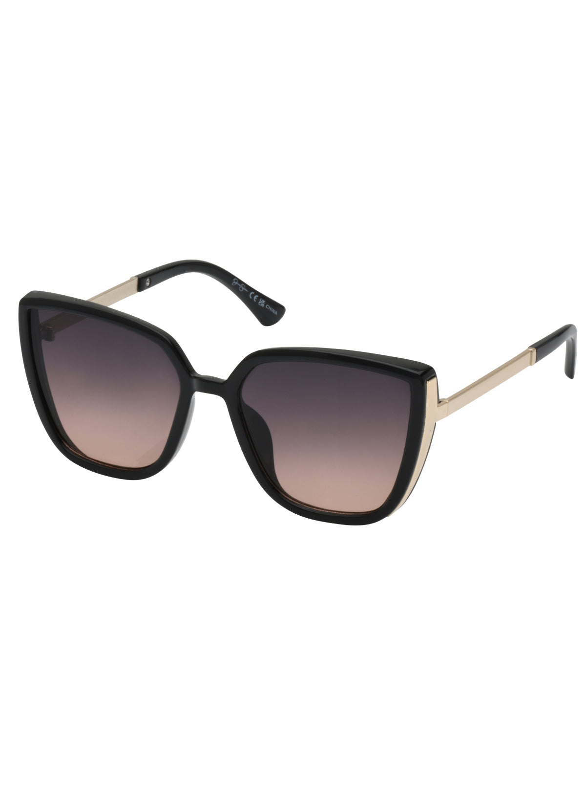 Accessories Cat Eye Sunglasses with Metal Temple - Black | Jessica Simpson