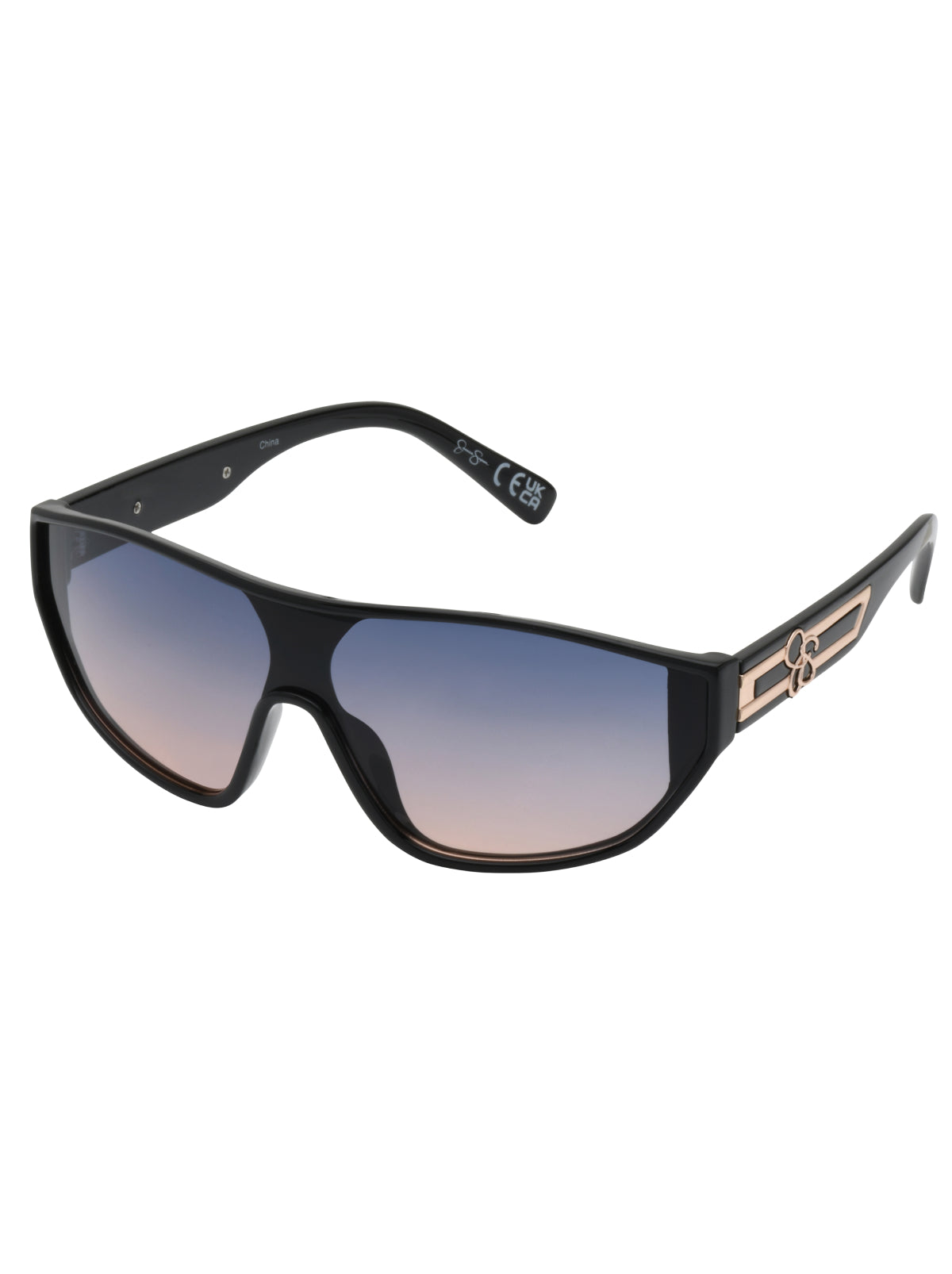 Accessories Wrap-Around Shield Sunglasses - Black | Jessica Simpson