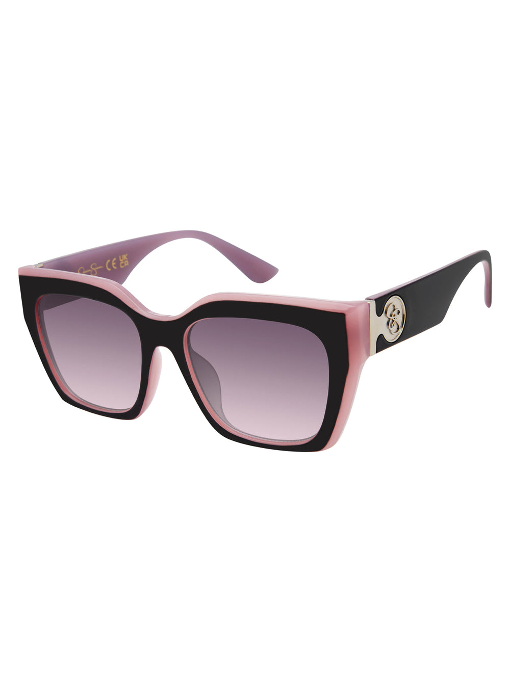 Accessories Retro Two Tone Cat Eye Sunglasses - Black & Mauve | Jessica Simpson