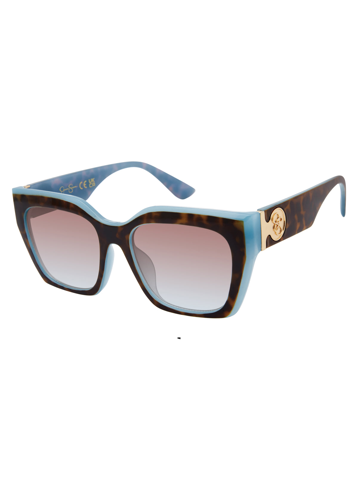 Accessories Retro Two Tone Cat Eye Sunglasses - Tortoise & Blue | Jessica Simpson