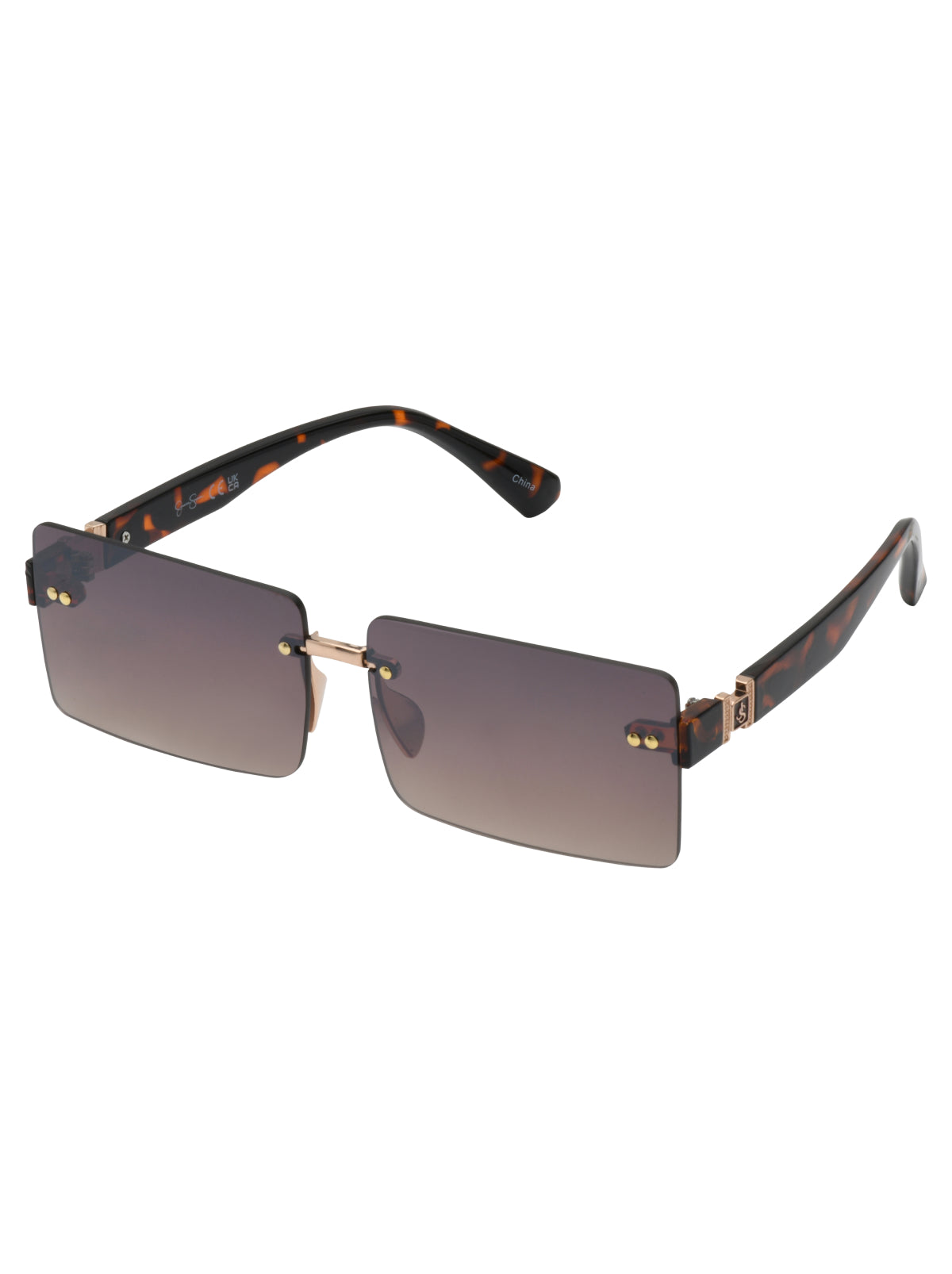 Accessories Sleek Rectangular Metal Sunglasses - Gold & Tortoise | Jessica Simpson