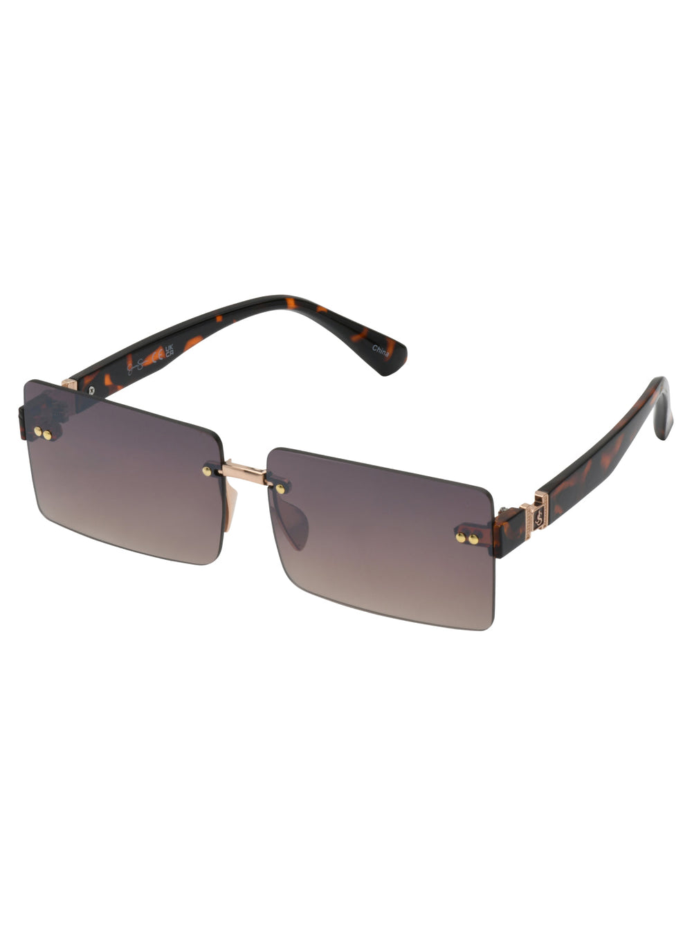 Accessories Sleek Rectangular Metal Sunglasses - Gold & Tortoise | Jessica Simpson