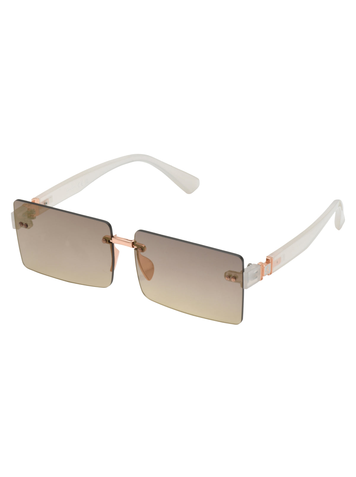 Accessories Sleek Rectangular Metal Sunglasses - Rose Gold & Cream | Jessica Simpson