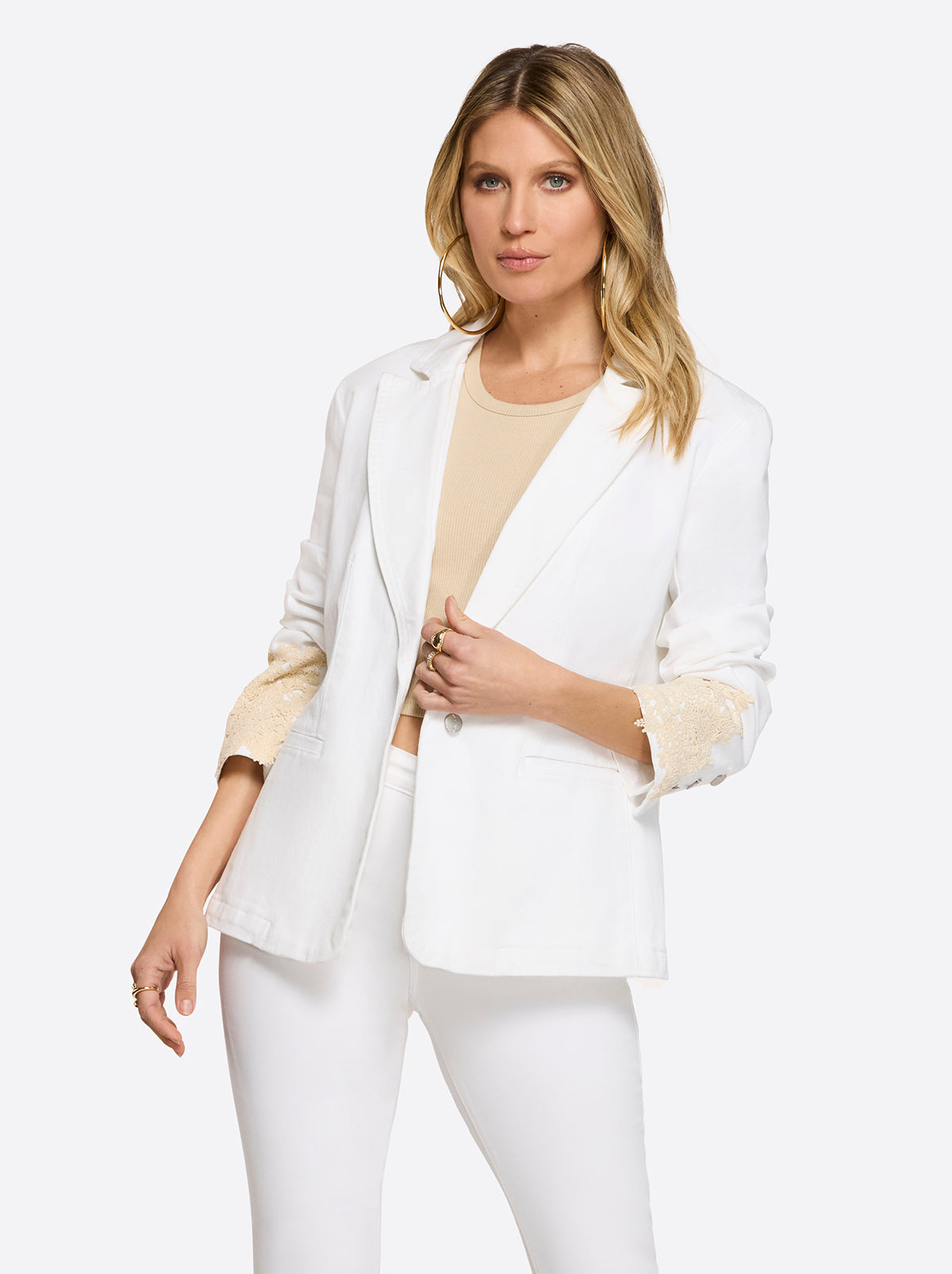 Women Fitted Blazer - White | Jessica Simpson