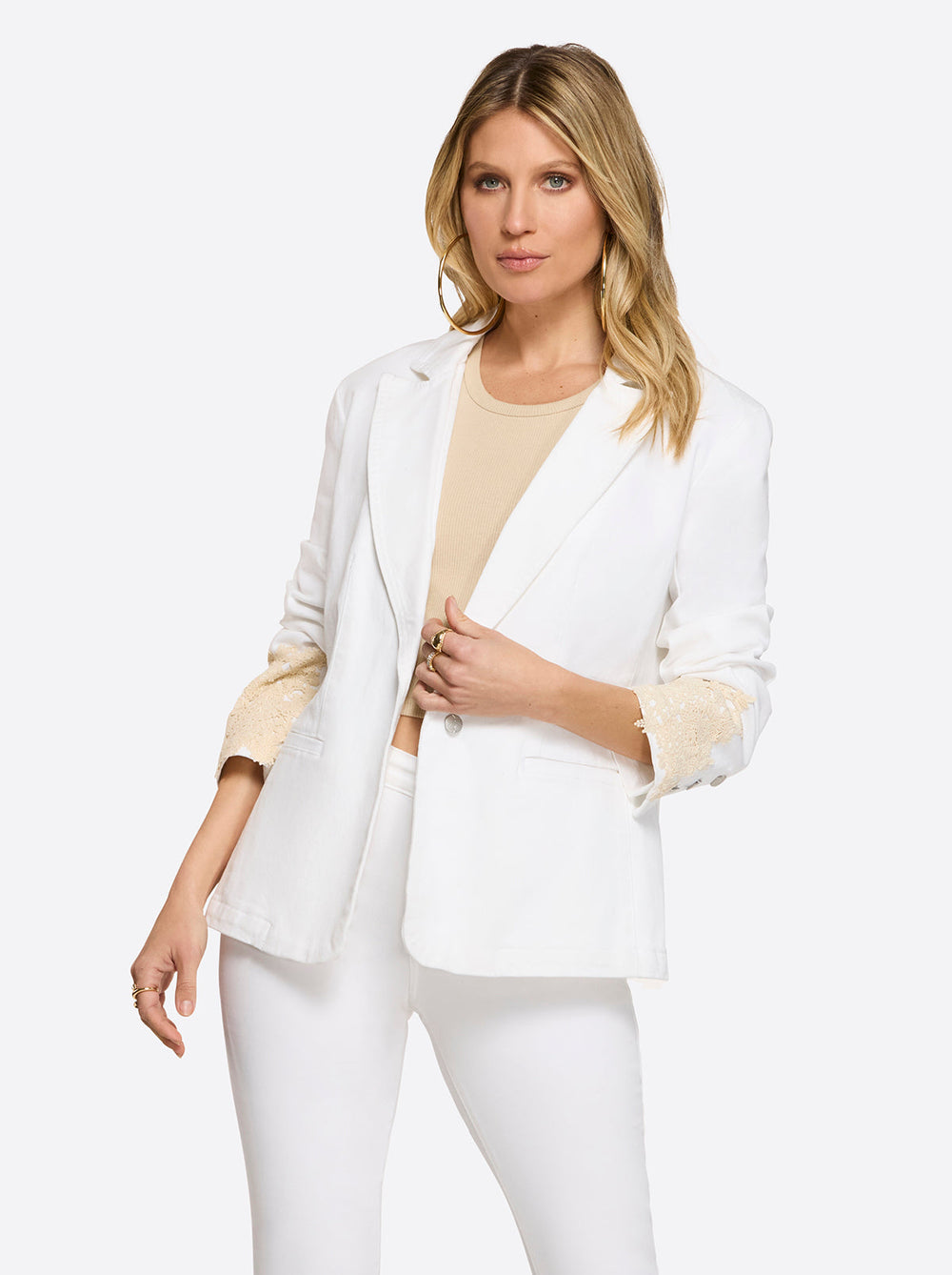 Women Fitted Blazer - White | Jessica Simpson