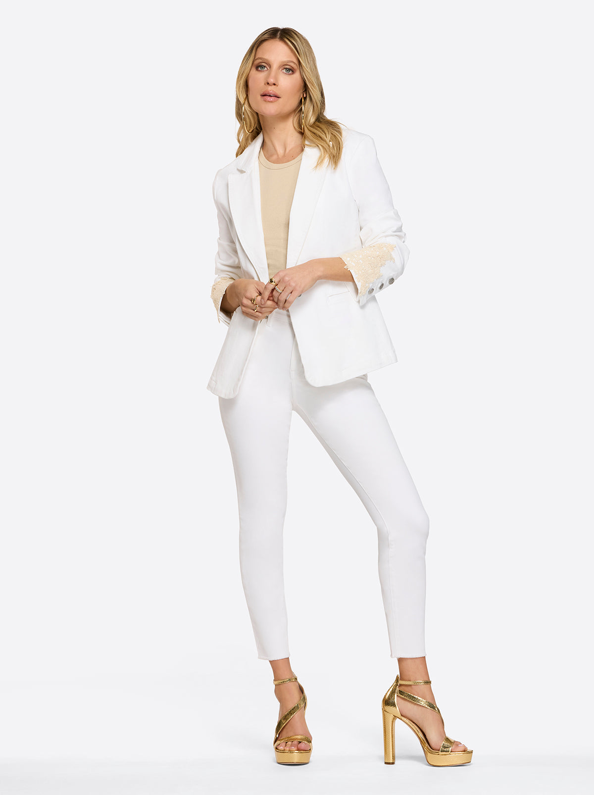 Women Fitted Blazer - White | Jessica Simpson