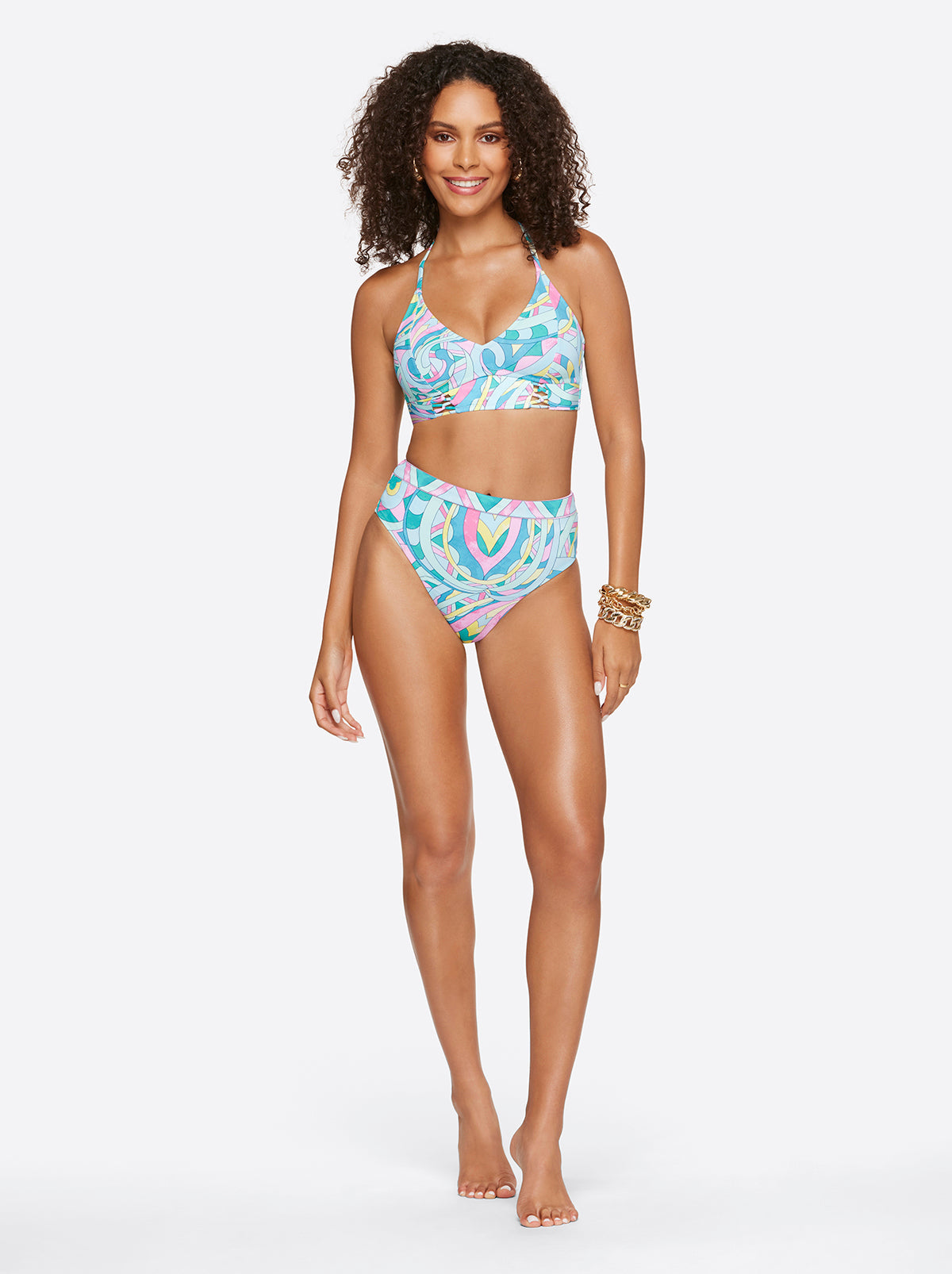 Women High Waist Bottom - Powder Blue Multi | Jessica Simpson
