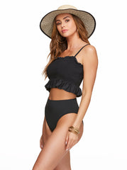 Women Solid Smocked Bandeau Top - Black | Jessica Simpson